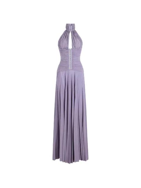 halterneck pleated maxi dress by ELISABETTA FRANCHI
