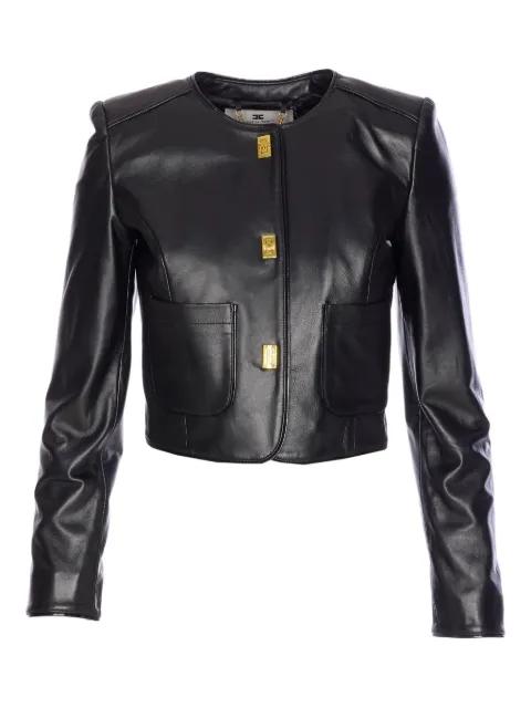 hook-fastening leather jacket by ELISABETTA FRANCHI