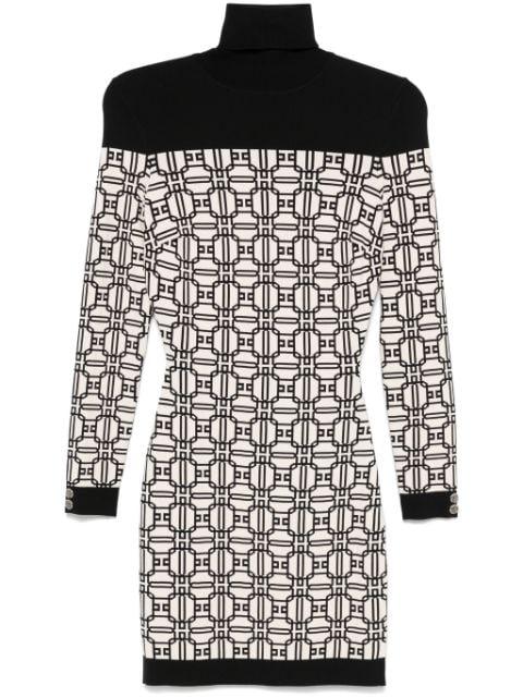 jacquard-logo roll neck mini dress by ELISABETTA FRANCHI