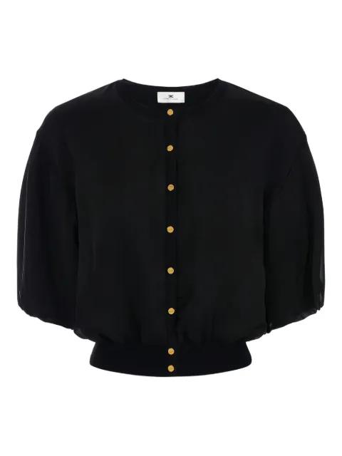jewel-button puffed-sleeve cardigan by ELISABETTA FRANCHI