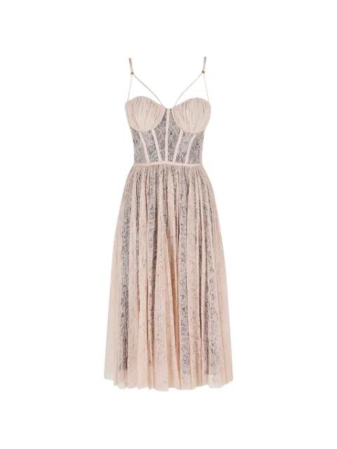 lace-panelled corset-style midi dress by ELISABETTA FRANCHI