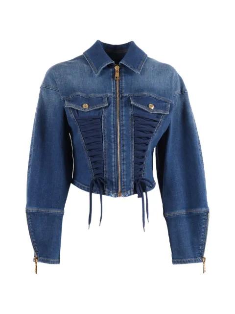 lace-up bustier denim jacket by ELISABETTA FRANCHI