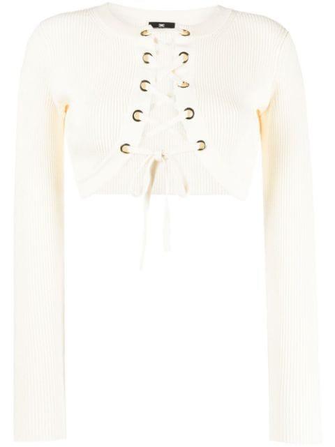 lace-up cropped cardigan by ELISABETTA FRANCHI