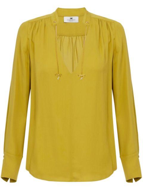 logo-charm georgette blouse by ELISABETTA FRANCHI