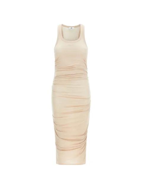 logo-embroidery draped midi dress by ELISABETTA FRANCHI