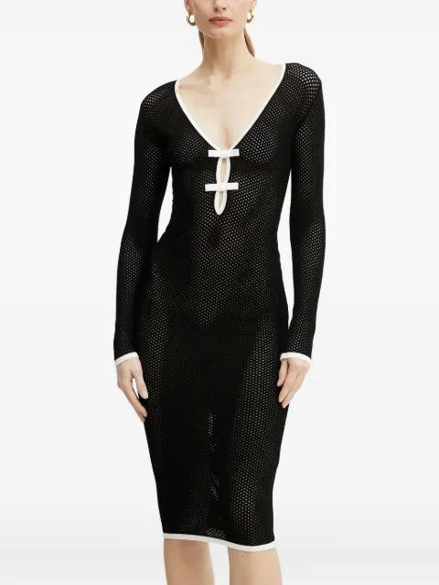mesh-paneled V-neck midi dress by ELISABETTA FRANCHI