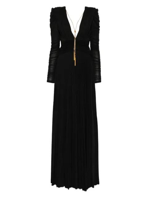 pleated chain-embellished long dress by ELISABETTA FRANCHI