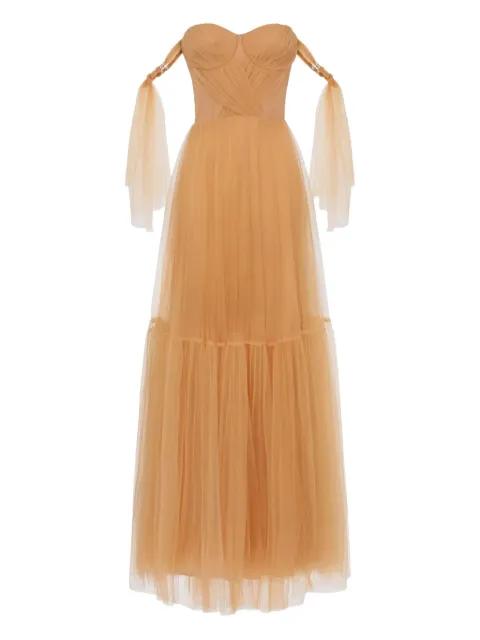 pleated tulle maxi dress by ELISABETTA FRANCHI