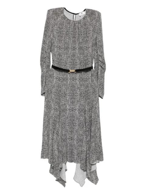 python-print belted asymmetric dress by ELISABETTA FRANCHI