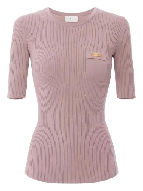 ribbed breast pocket knit top by ELISABETTA FRANCHI
