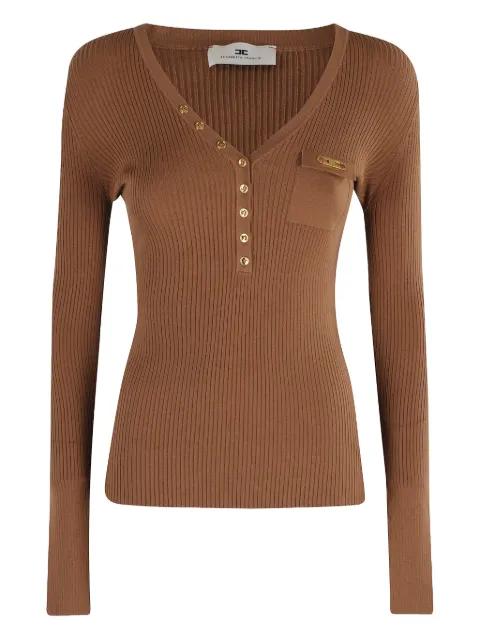 ribbed button-placket top by ELISABETTA FRANCHI