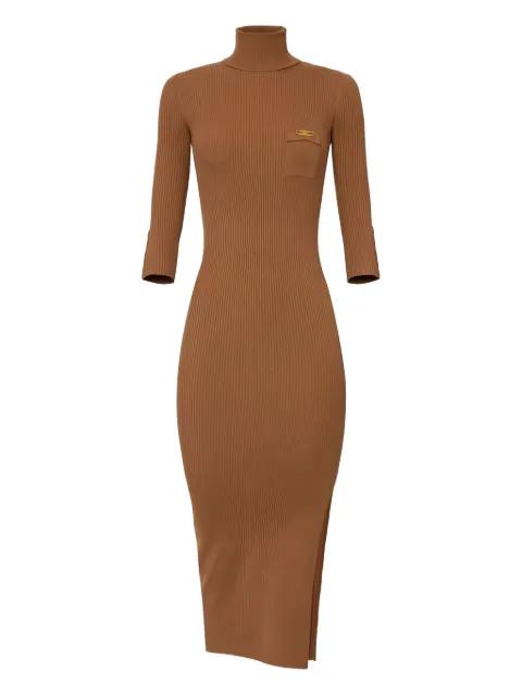 ribbed chest-pocket midi dress by ELISABETTA FRANCHI