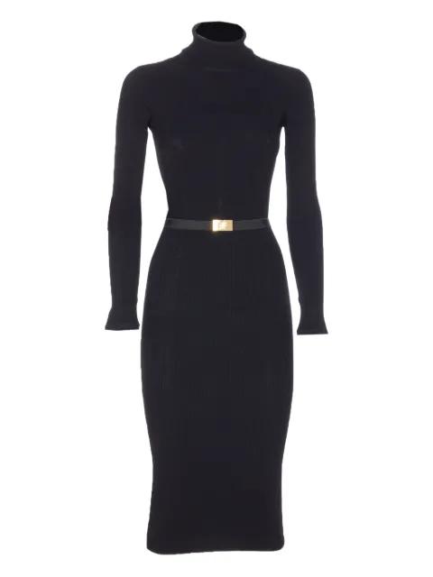 ribbed high-neck belted midi dress by ELISABETTA FRANCHI
