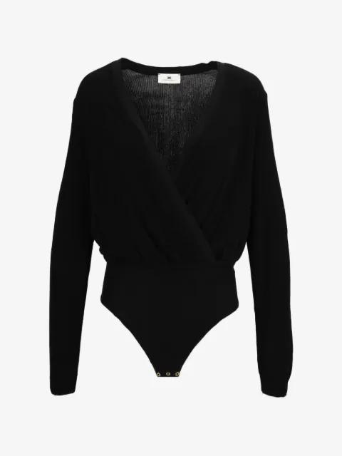 ribbed wrap-style bodysuit by ELISABETTA FRANCHI