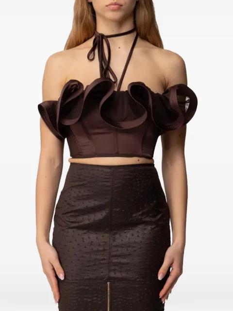 ruffled-trim corset top by ELISABETTA FRANCHI