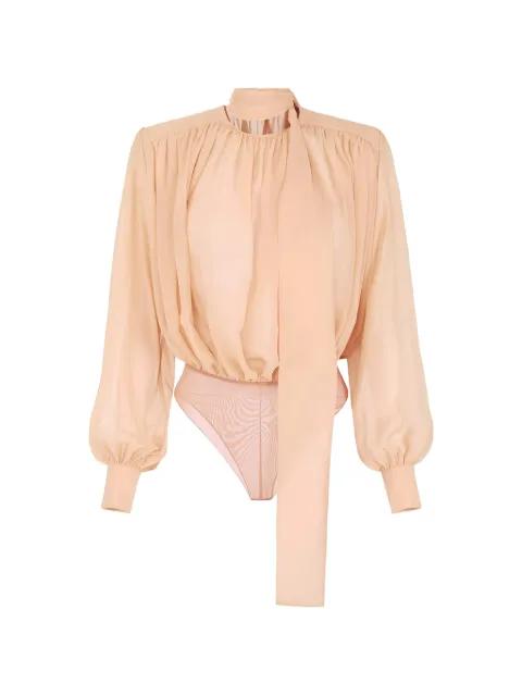 silk georgette sash-detail bodysuit by ELISABETTA FRANCHI