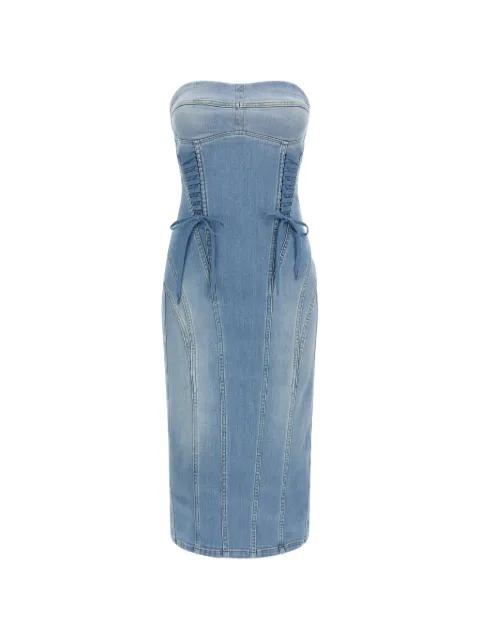stonewashed bustier denim midi fitted dress by ELISABETTA FRANCHI