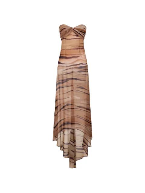 strapless tiger-print maxi dress by ELISABETTA FRANCHI