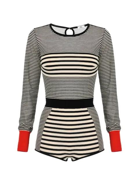 striped-knit long-sleeve all in one by ELISABETTA FRANCHI