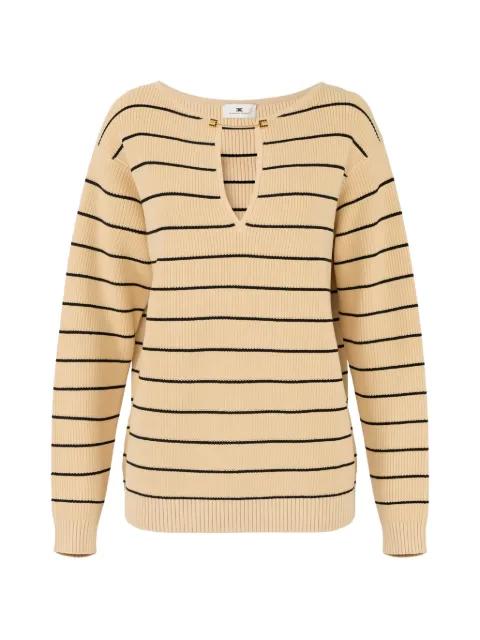 striped v-cut knit pullover by ELISABETTA FRANCHI