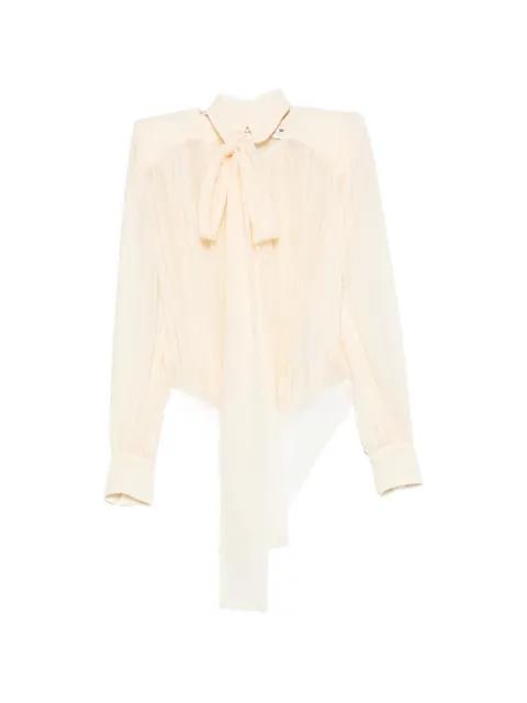 tie-detail pleated top by ELISABETTA FRANCHI