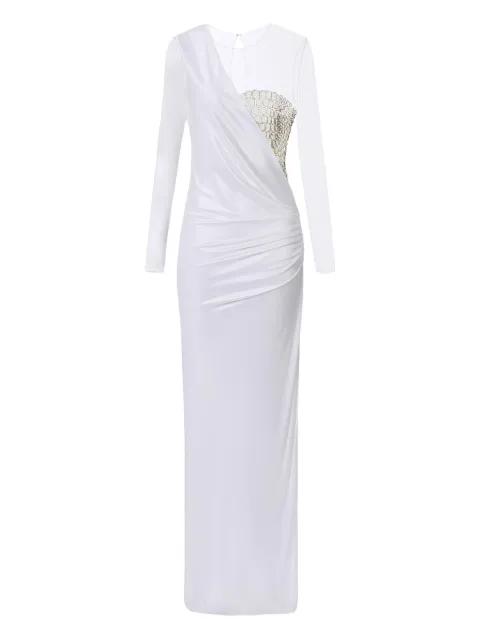 tulle-panel crocodile-effect maxi dress by ELISABETTA FRANCHI