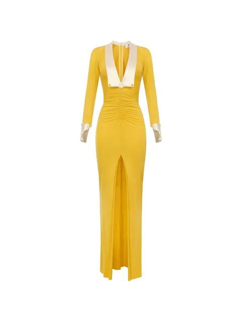 wide-lapels slim-fit maxi dress by ELISABETTA FRANCHI