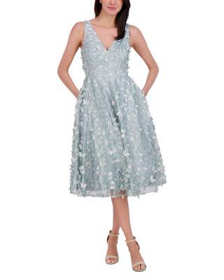 3D Appliqu&eacute; Sleeveless Midi Dress by ELIZA J