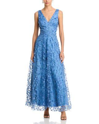 3D Flower V Neck Gown by ELIZA J