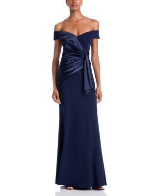 Off-the-Shoulder Ruched Gown by ELIZA J Off-the-Shoulder Ruched Gown by ELIZA J
