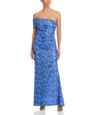 One Shoulder Long Dress with Side Tucks by ELIZA J