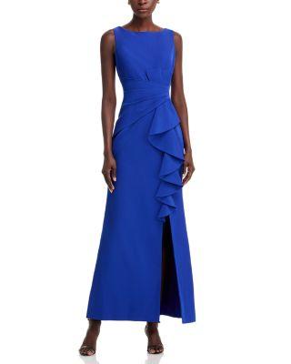 Sleeveless Cascading-Ruffle Gown by ELIZA J