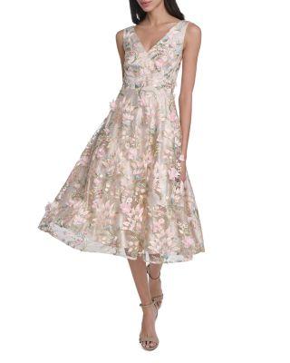 Sleeveless V Neck Fit and Flare Dress by ELIZA J