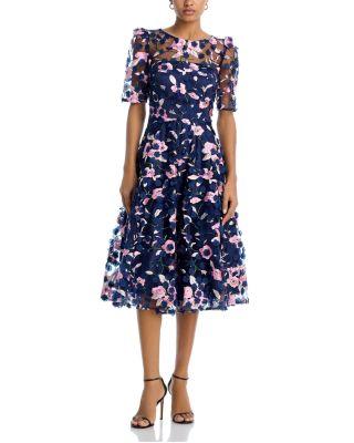 Three Quarter Sleeve Illusion Yoke Dress by ELIZA J
