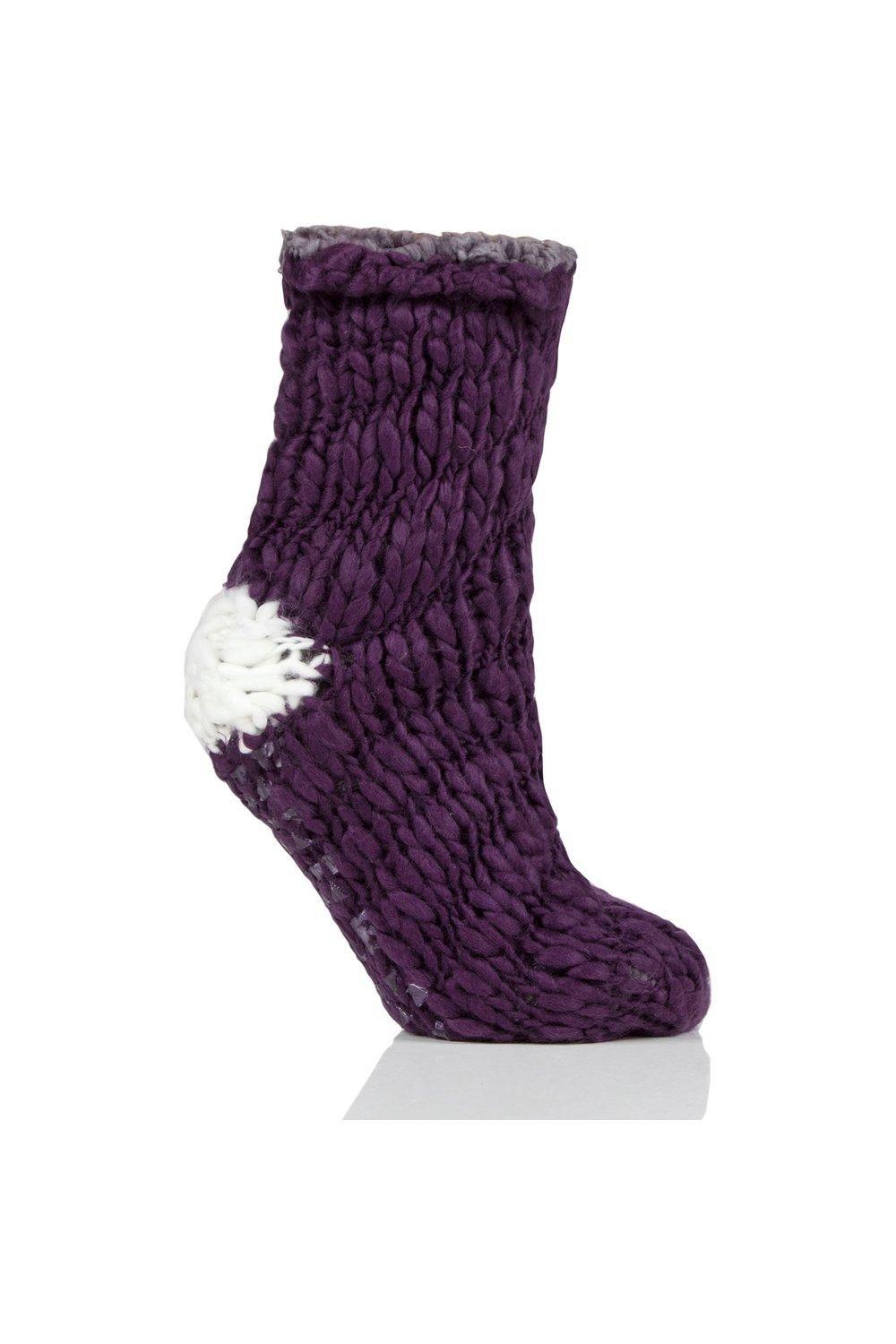 1 Pair Soft Hand Knitted Slipper Socks by ELLE