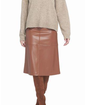 A-Line Faux Leather Skirt by ELLE COLLECTION