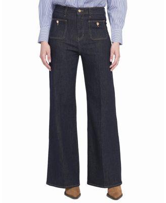 Dark Wash Patch Pocket Wide Leg Jean by ELLE COLLECTION