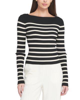 Fine Gauge Light Weight Striped Sweater by ELLE COLLECTION