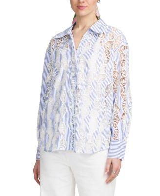 Lace Striped Shirt by ELLE COLLECTION