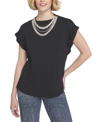 Necklace Embellished Top by ELLE COLLECTION