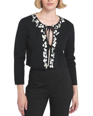 Sequin Tie Front Cardigan by ELLE COLLECTION