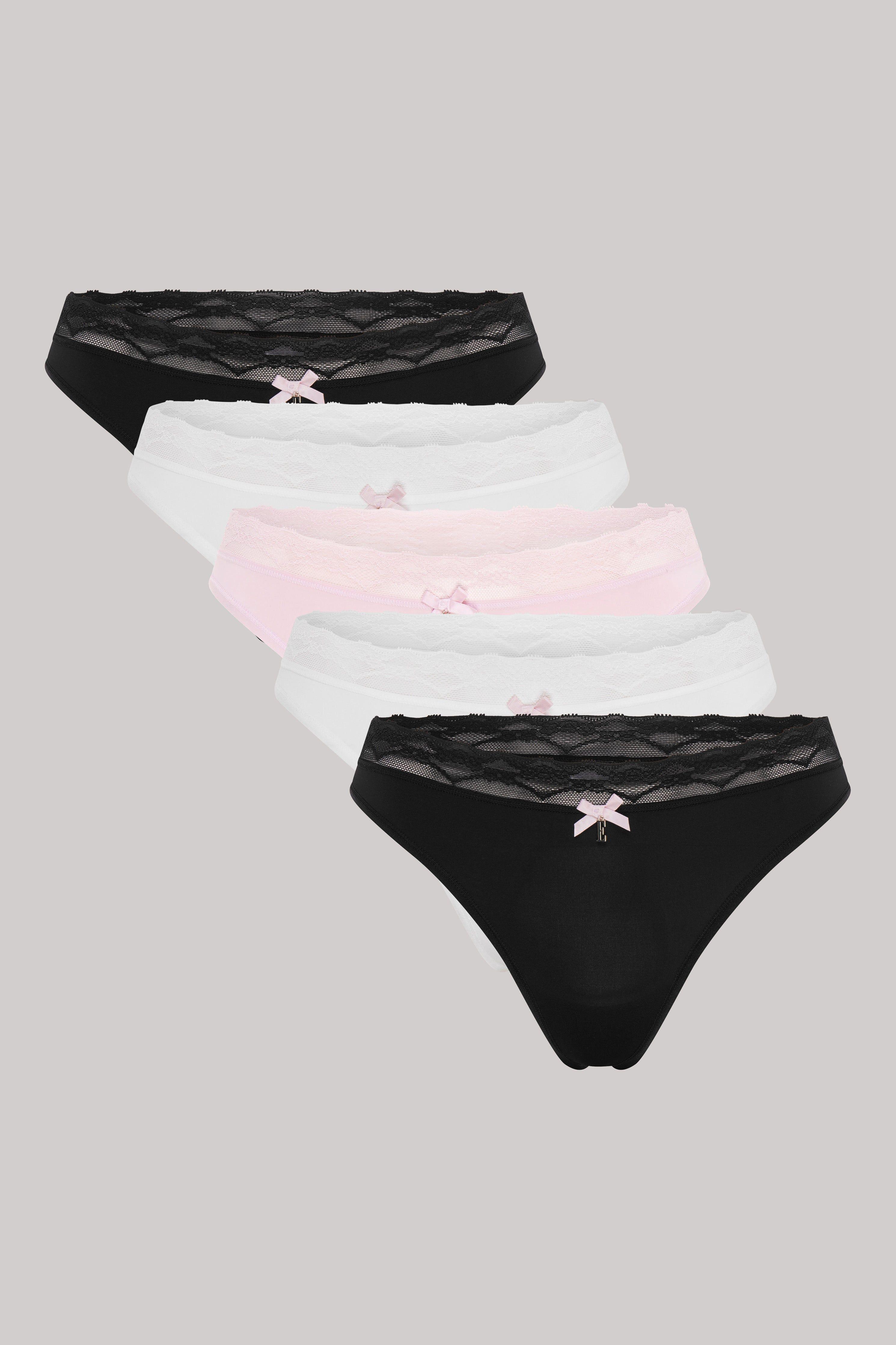 Multi Pack (5) Lace Waist Thong by ELLE