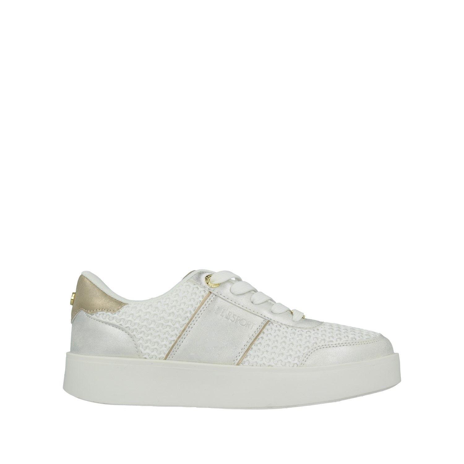 Knit Mesh Platform Trainers – Metallic Gold Detail by ELLE SPORT