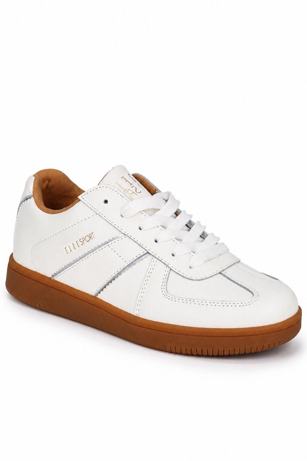 Leather Retro Court Lace Up Trainers by ELLE SPORT