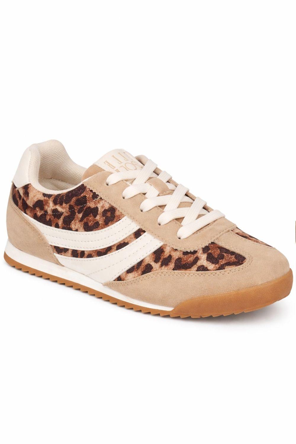 Leopard Print Trainers with Lace Fastening and Retro Sole by ELLE SPORT