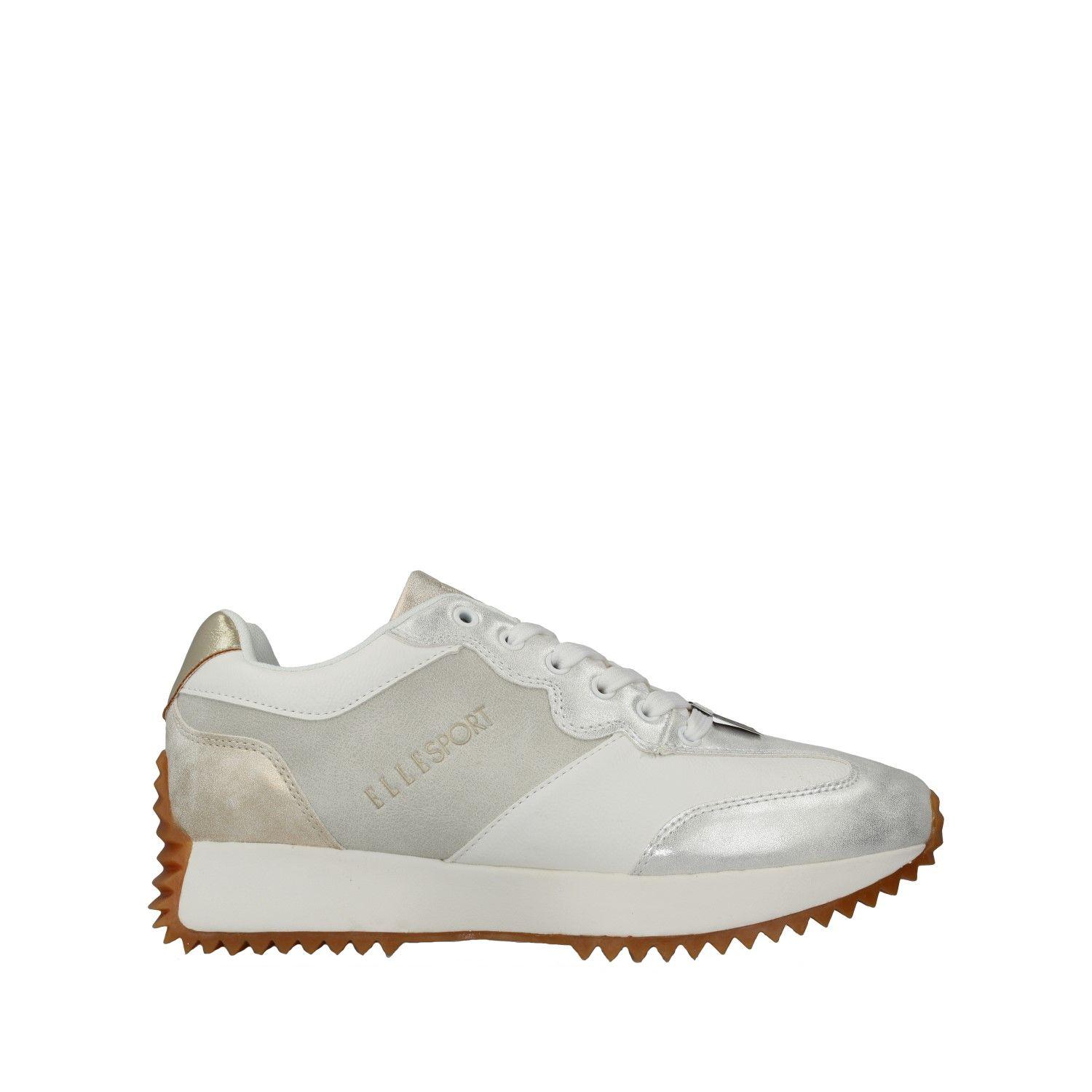 White & Silver Retro-Inspired Trainer by ELLE SPORT