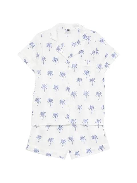 Liz palm-print short-sleeve shorts set by ELLEBLEU
