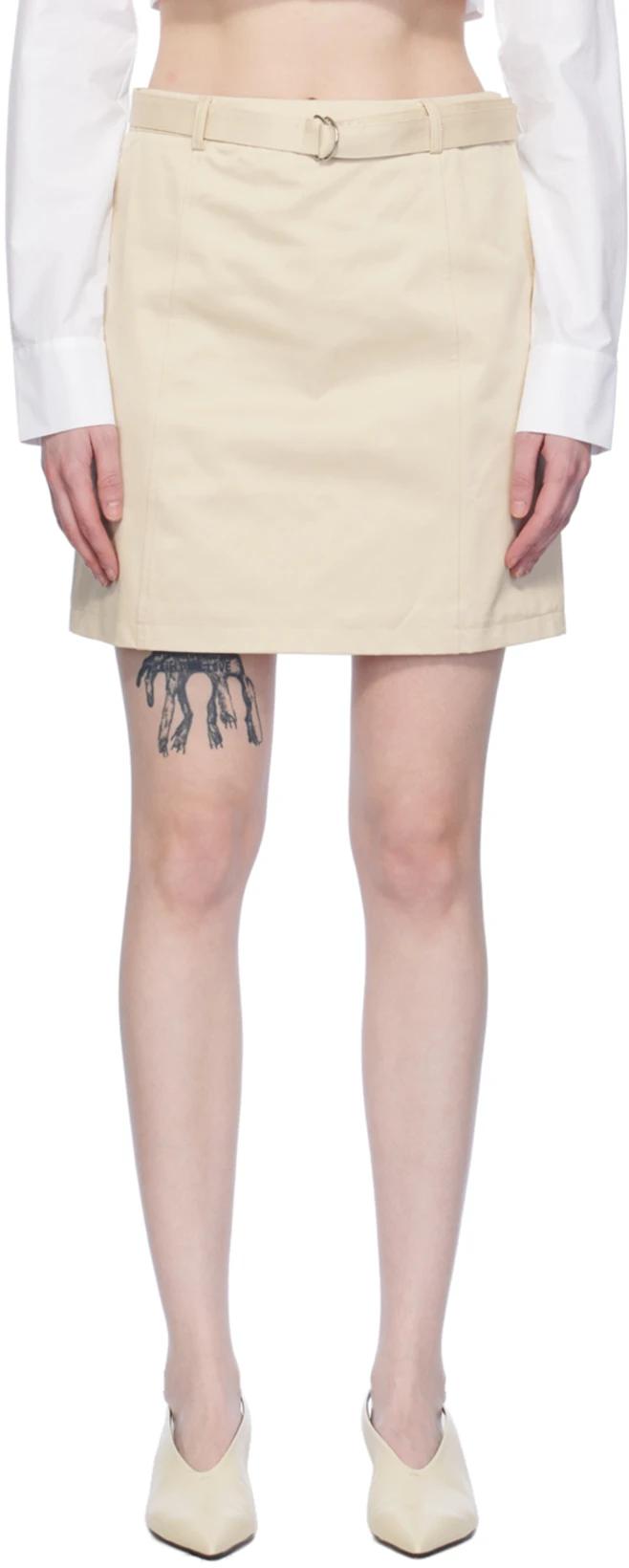 Beige Belted Miniskirt by ELLEME