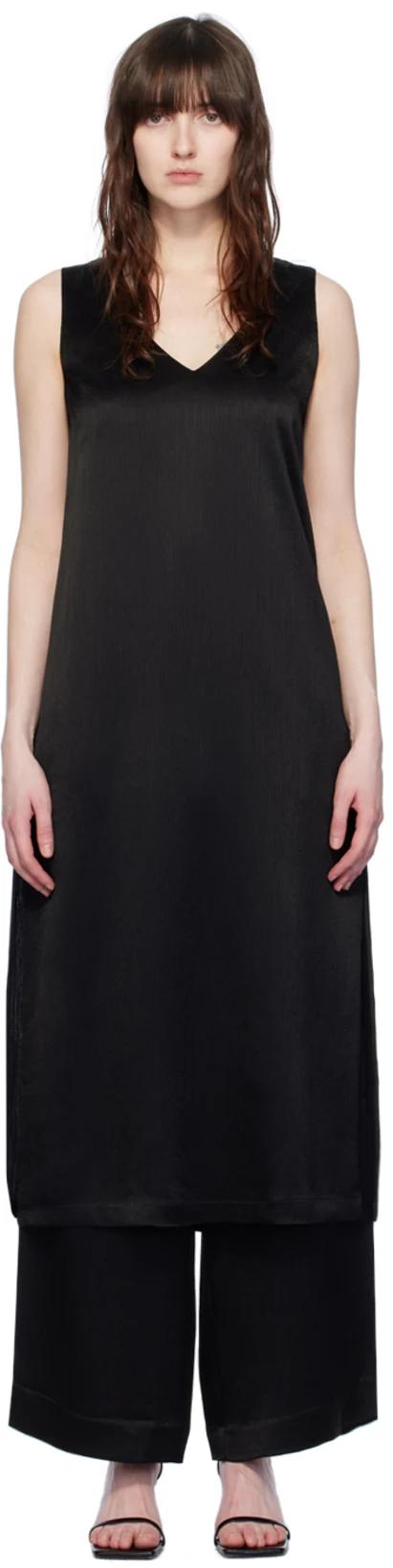 Black V-Neck Midi Dress by ELLEME
