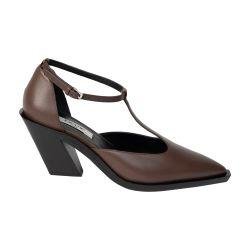 Mary Jane eclair T-strap leather pumps by ELLEME